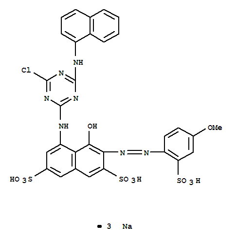 2,7-Naphthalenedisulfonicacid,5-[[4-chloro-6-(1-naphthalenylamino)-1,3,5-triazin-2-yl]amino]-4-hydroxy-3-[2-(4-methoxy-2-sulfophenyl)diazenyl]-,sodium salt (1:3)