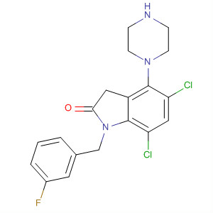 2H-Indol-2-one,5,7-dichloro-1-[(3-fluorophenyl)methyl]-1,3-dihydro-4-(1-piperazinyl)-