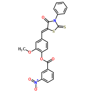 2-methoxy-4-[(Z)-(4-oxo-3-phenyl-2-thioxo-1,3-thiazolidin-5-ylidene)methyl]phenyl 3-nitrobenzoate